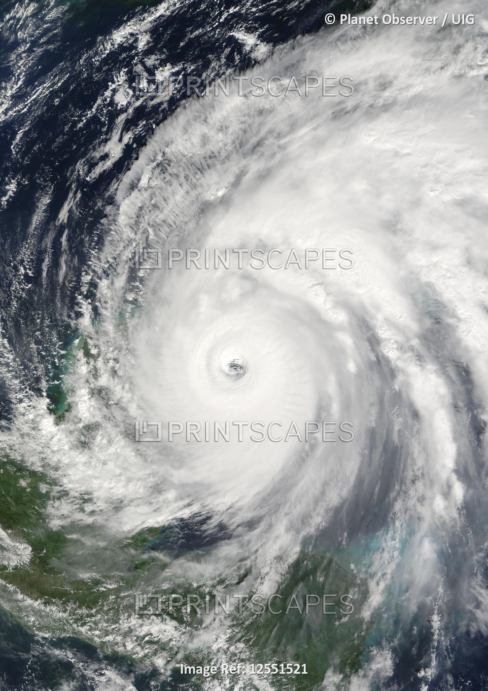 Hurricane Wilma, Atlantic Ocean, On 21/10/2005, True Colour Satellite Image. Hurricane Wilma on 21 O