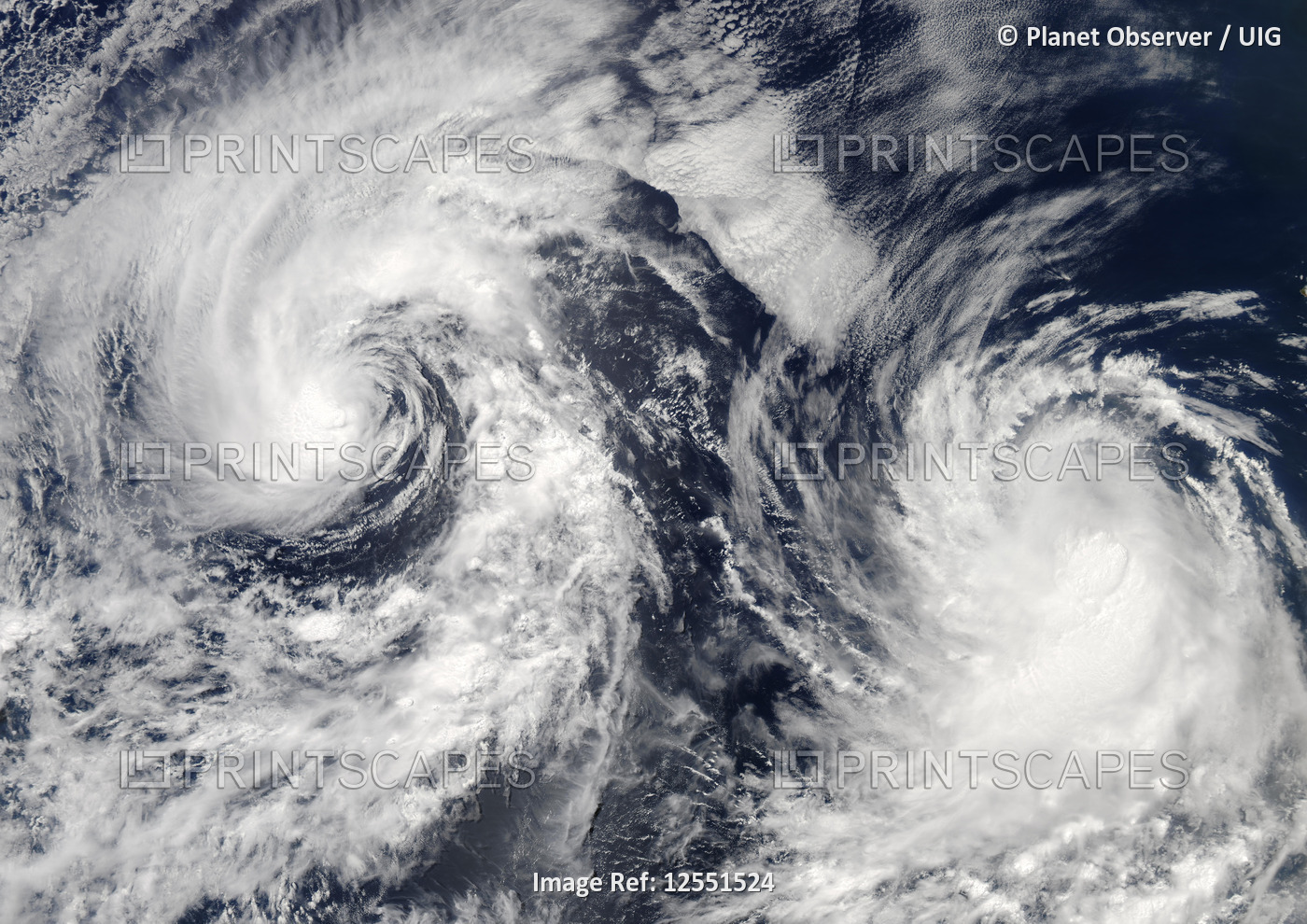 Tropical Storms Boris And Cristina, Pacific Ocean, In 2008, True Colour Satellite Image. Tropical st