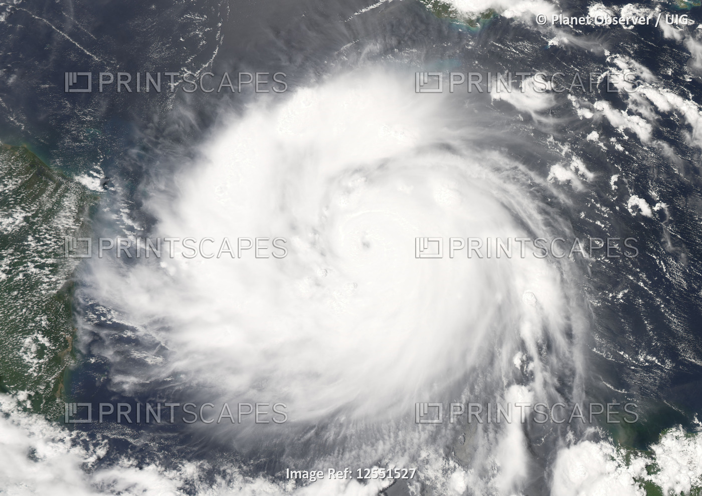 Hurricane Felix, West Caribbean, In 2007, True Colour Satellite Image. Hurricane Felix on 3 Septembe