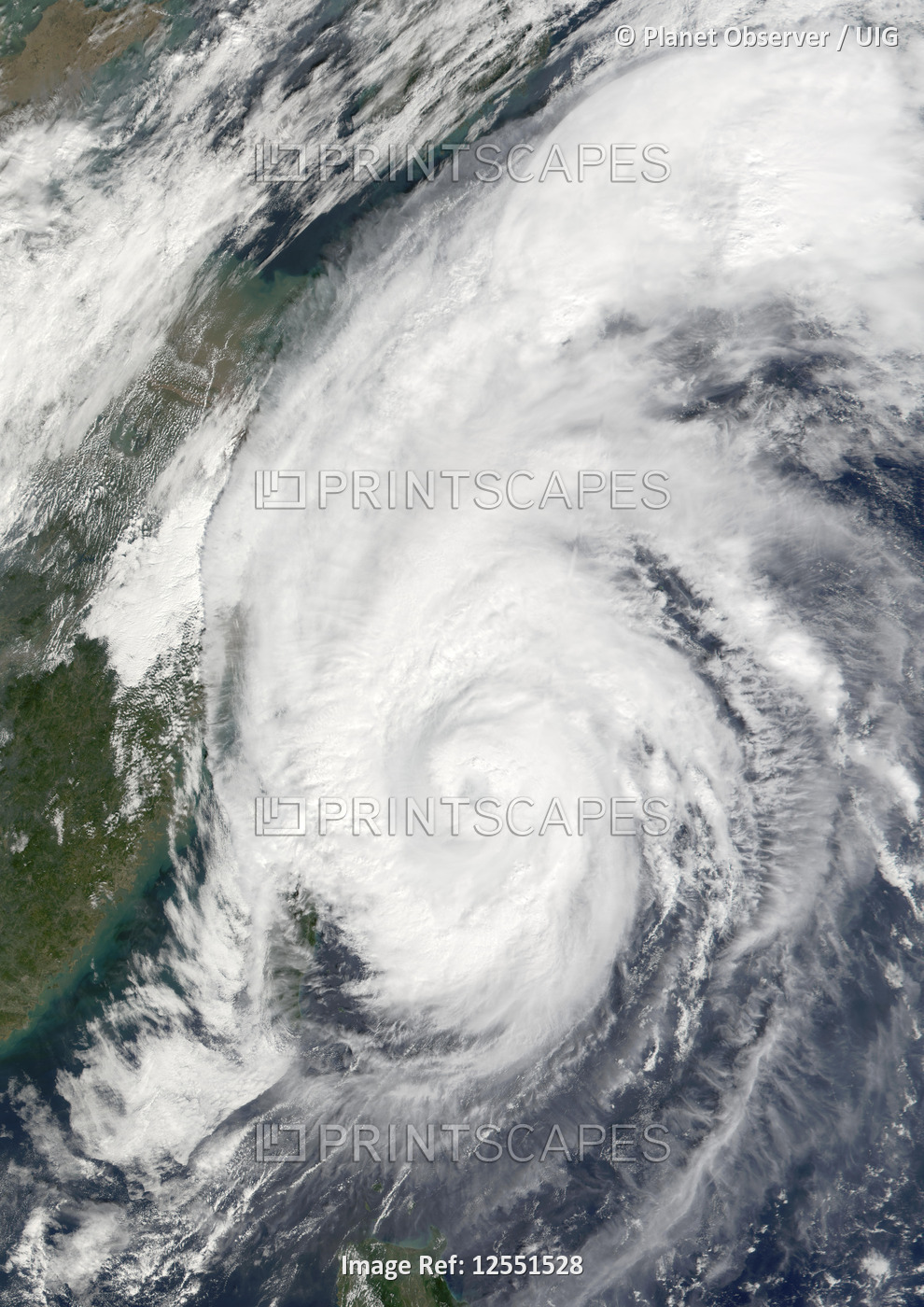Typhoon Haiyan, Western Pacific, In 2001, True Colour Satellite Image. Typhoon Haiyan on 16 October 