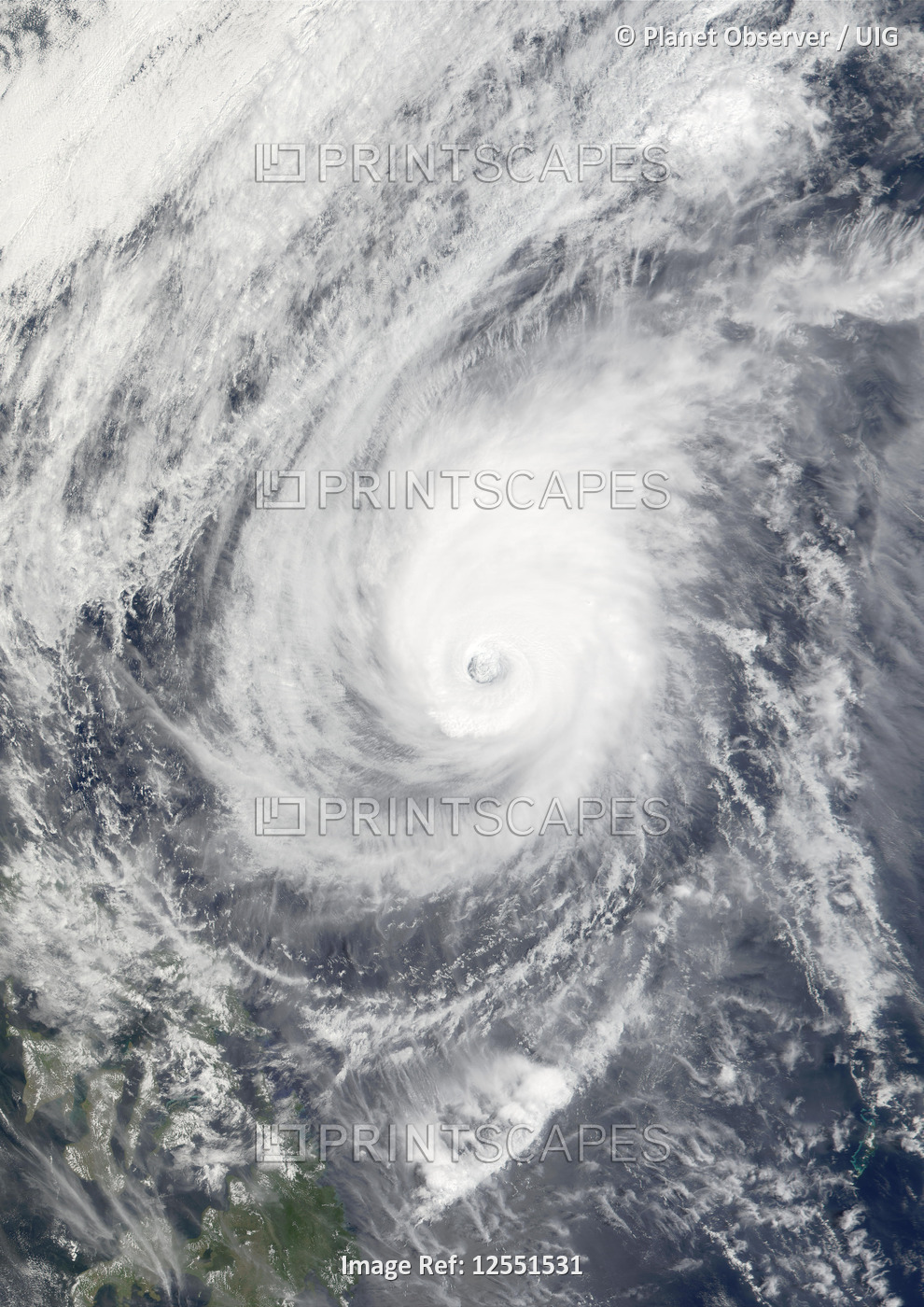 Typhoon Mitag, Philippine Sea, Asia, In 2002, True Colour Satellite Image. Typhoon Mitag on 6 March 