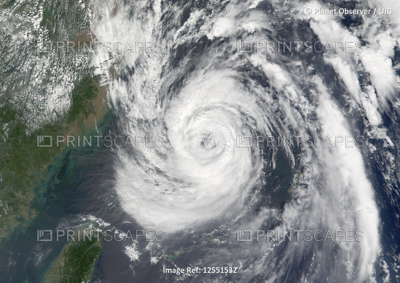 Typhoon Nari, Taiwan, China, Asia, In 2001, True Colour Satellite Image. Typhoon Nari in September 2
