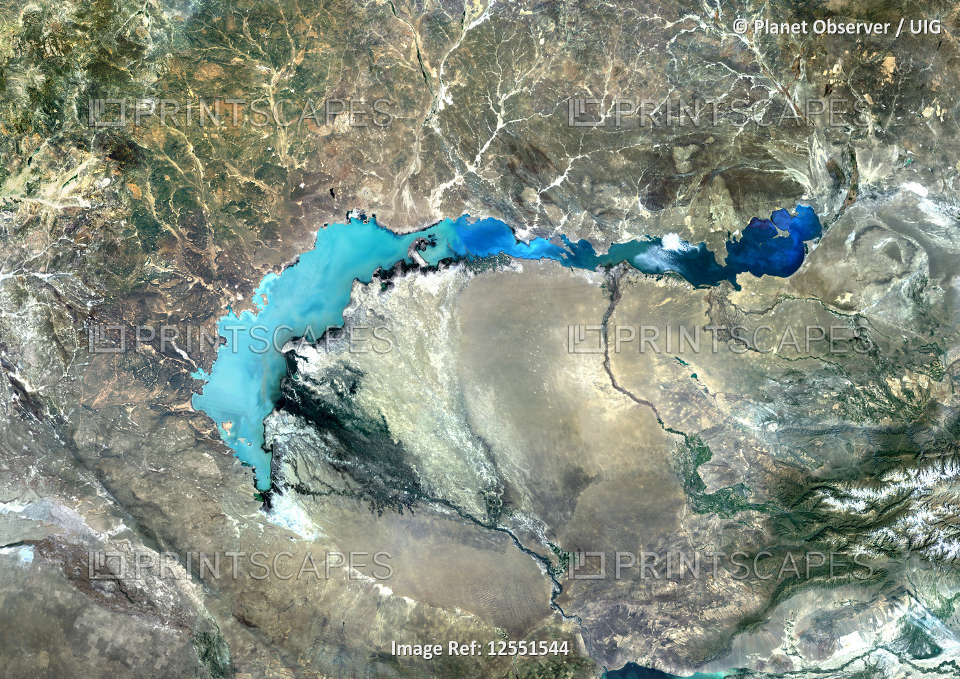 Lake Balkhash, Kazakhstan, True Colour Satellite Image. True colour satellite image of Lake Balkhash