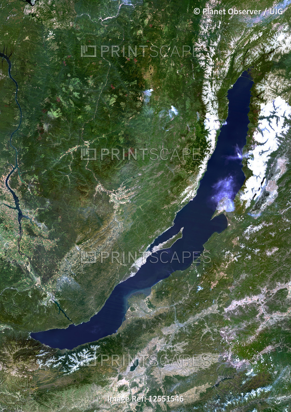 Lake Baikal, Siberia, Russia, True Colour Satellite Image. True colour satellite image of Lake Baika
