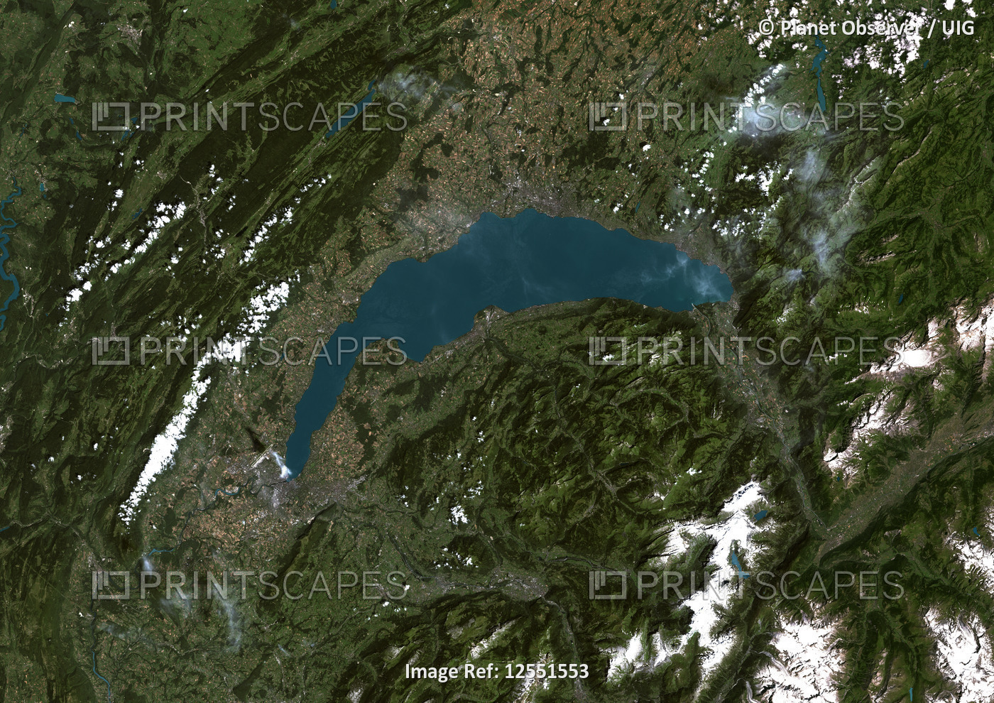 Lake Leman, Europe, True Colour Satellite Image. True colour satellite image of Lake L'man, the larg