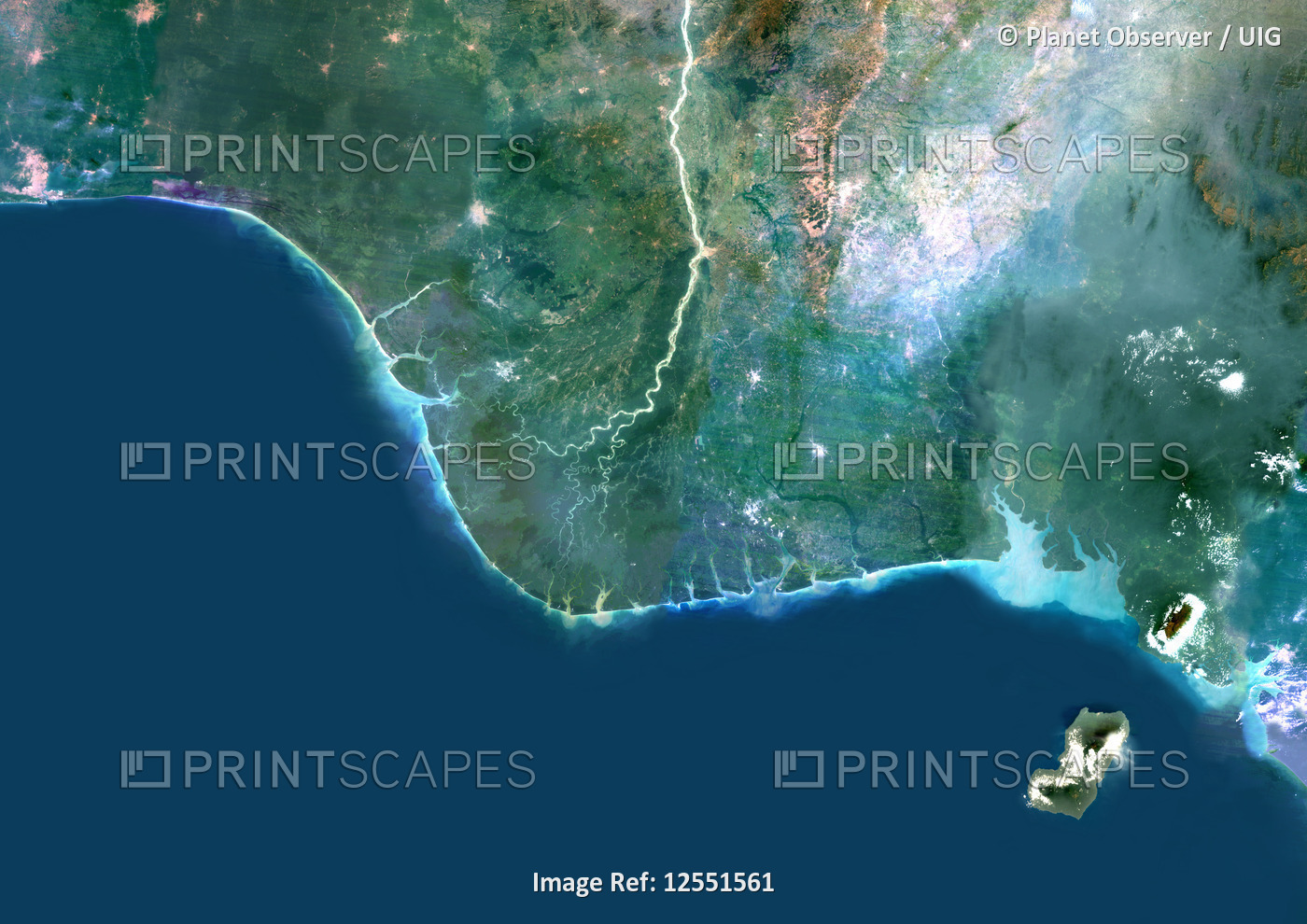 Niger River Delta, Nigeria, True Colour Satellite Image. True colour satellite image of the Niger Ri