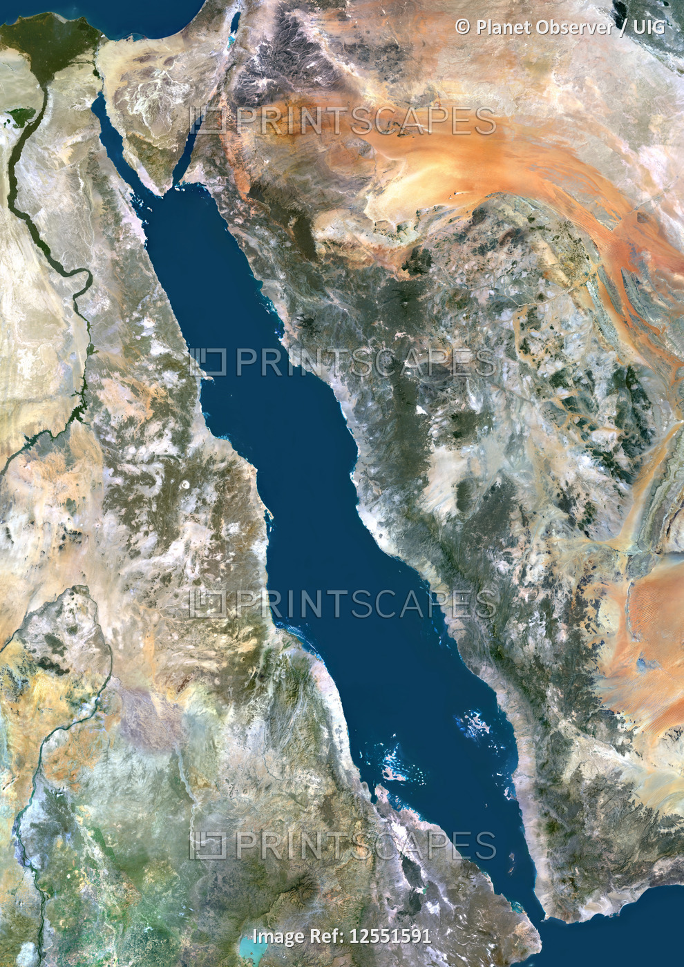 Red Sea, Middle East, True Colour Satellite Image. True colour satellite image of the Red Sea, a sea