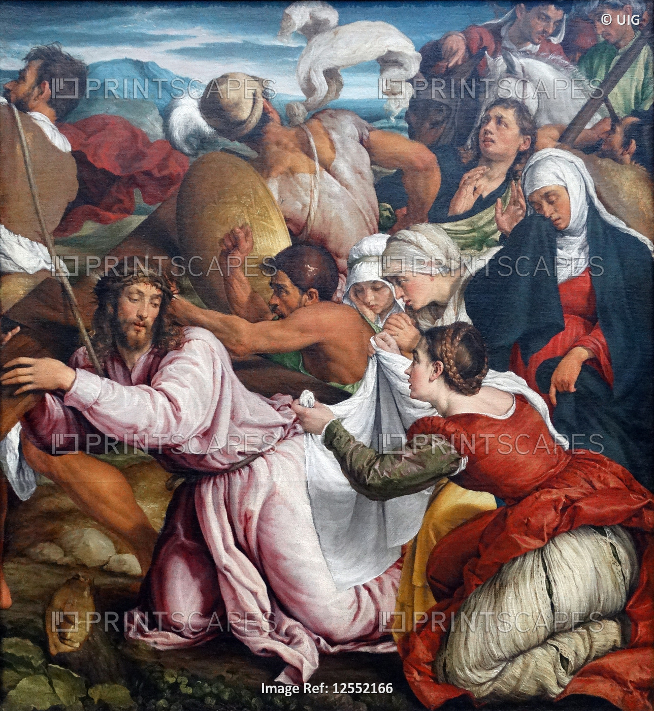 Painting titled 'The Way to Calvary' by Jacopo Bassano