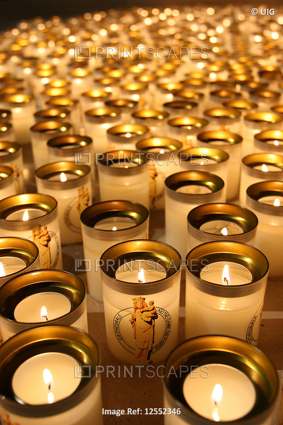 Candles in Notre Dame de Paris cathedral 