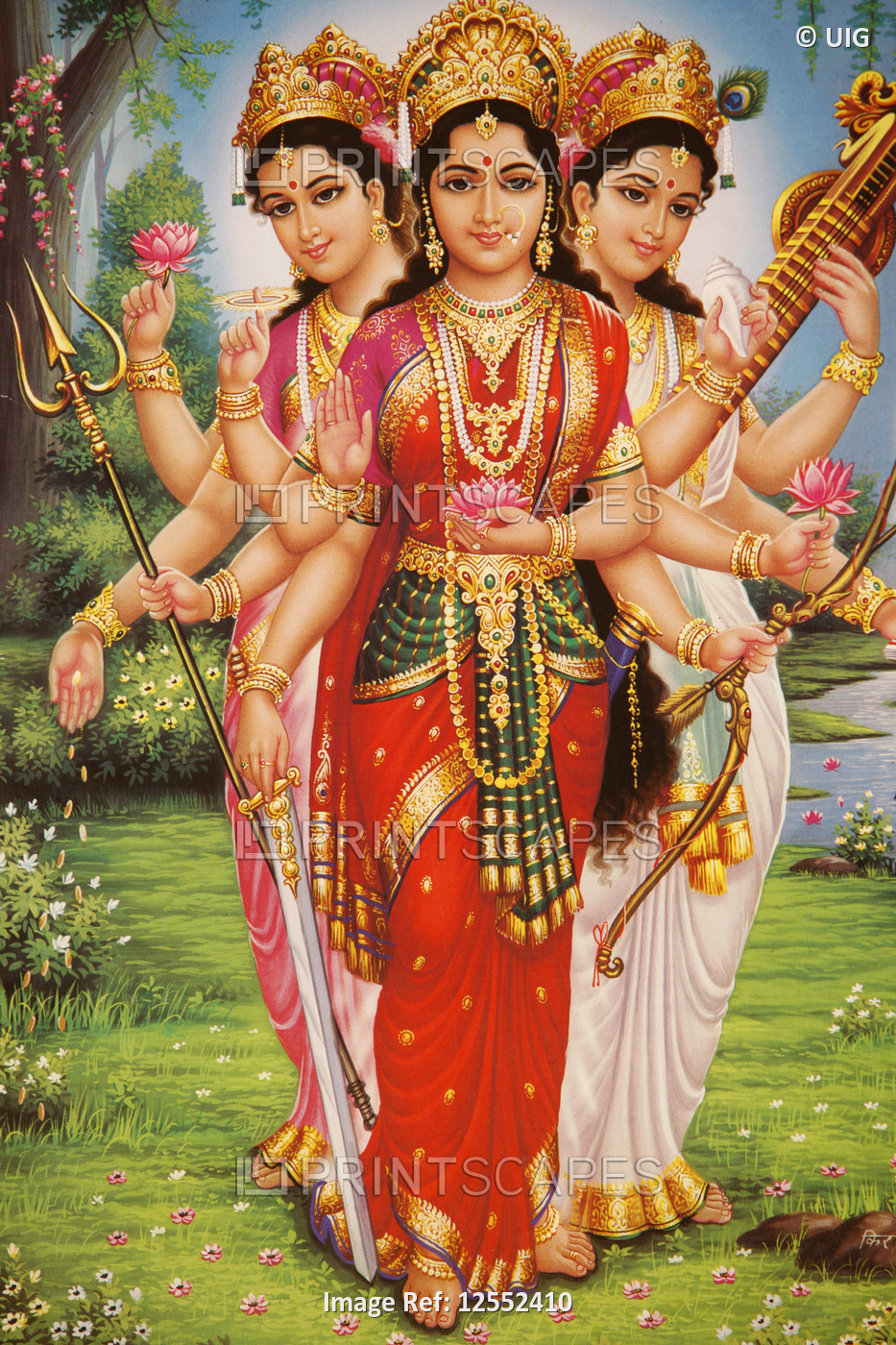 Picture of Hindu goddesses Parvati, Lakshmi & Saraswati