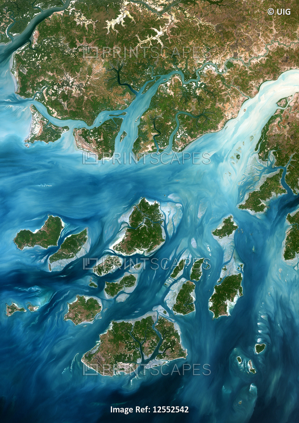 Bissagos Archipelago, GuineaBissau, True Colour Satellite Image. 