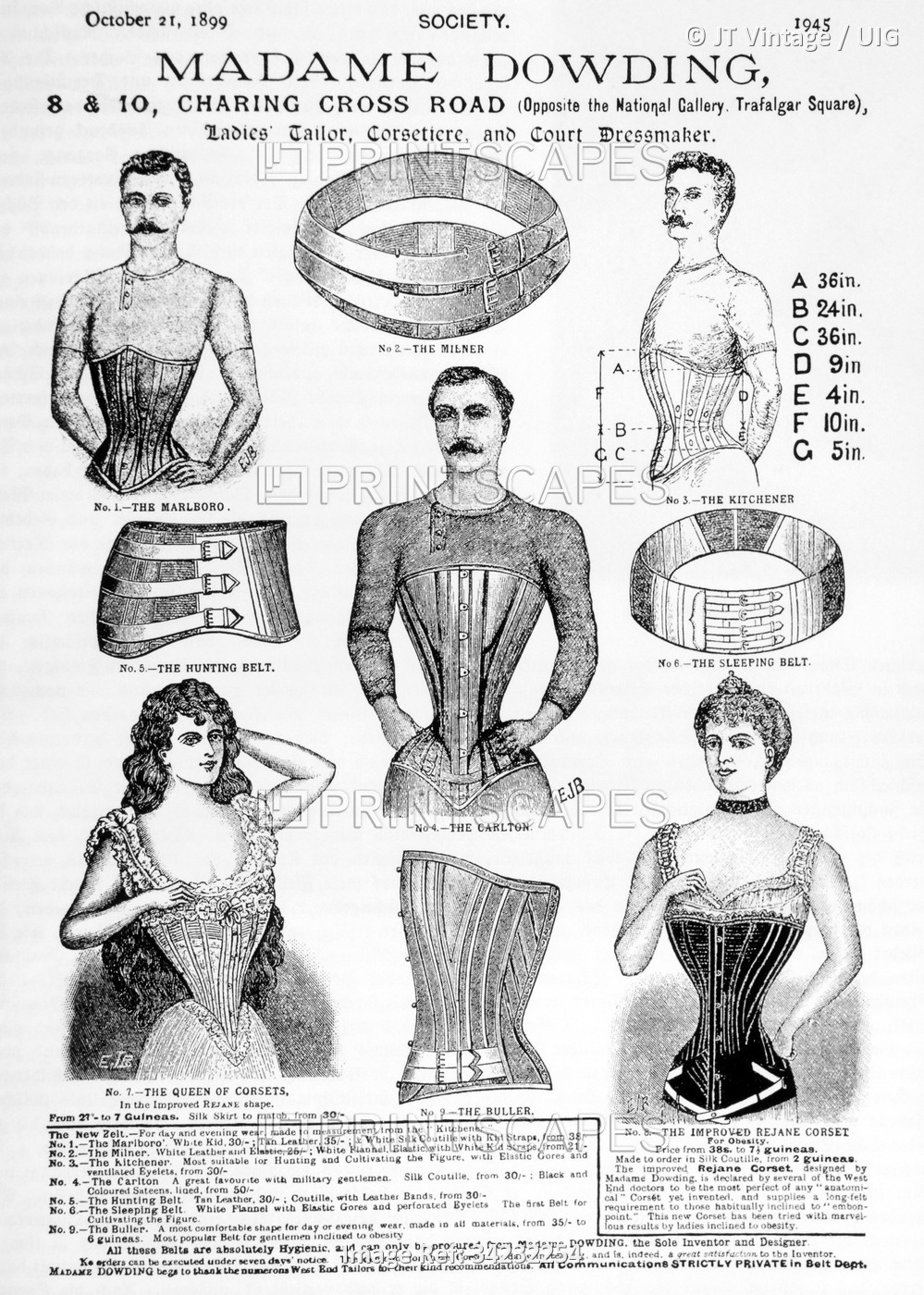 Male and Female Corsets, Corsetiere Advertisement, London, England, circa 1899. ...