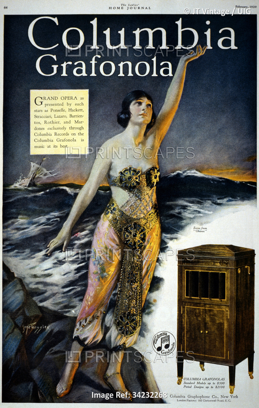 Sensual Woman, Columbia Graphophone Company, Advertisement, circa 1920. (Photo ...