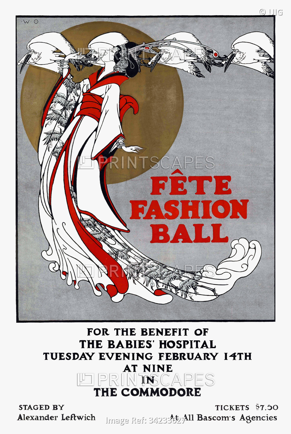 USA: 'Fête Fashion Ball'. First World War fundraiser poster, New York, c. 1917