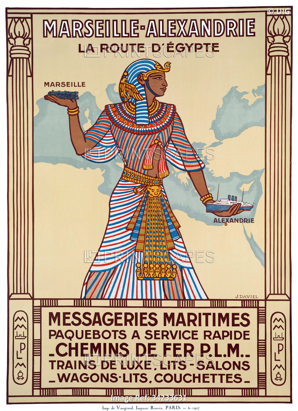 France / Egypt: Advertising poster for 'Marseille-Alexandrie - La Route d'Egypte' (Marseilles to Ale