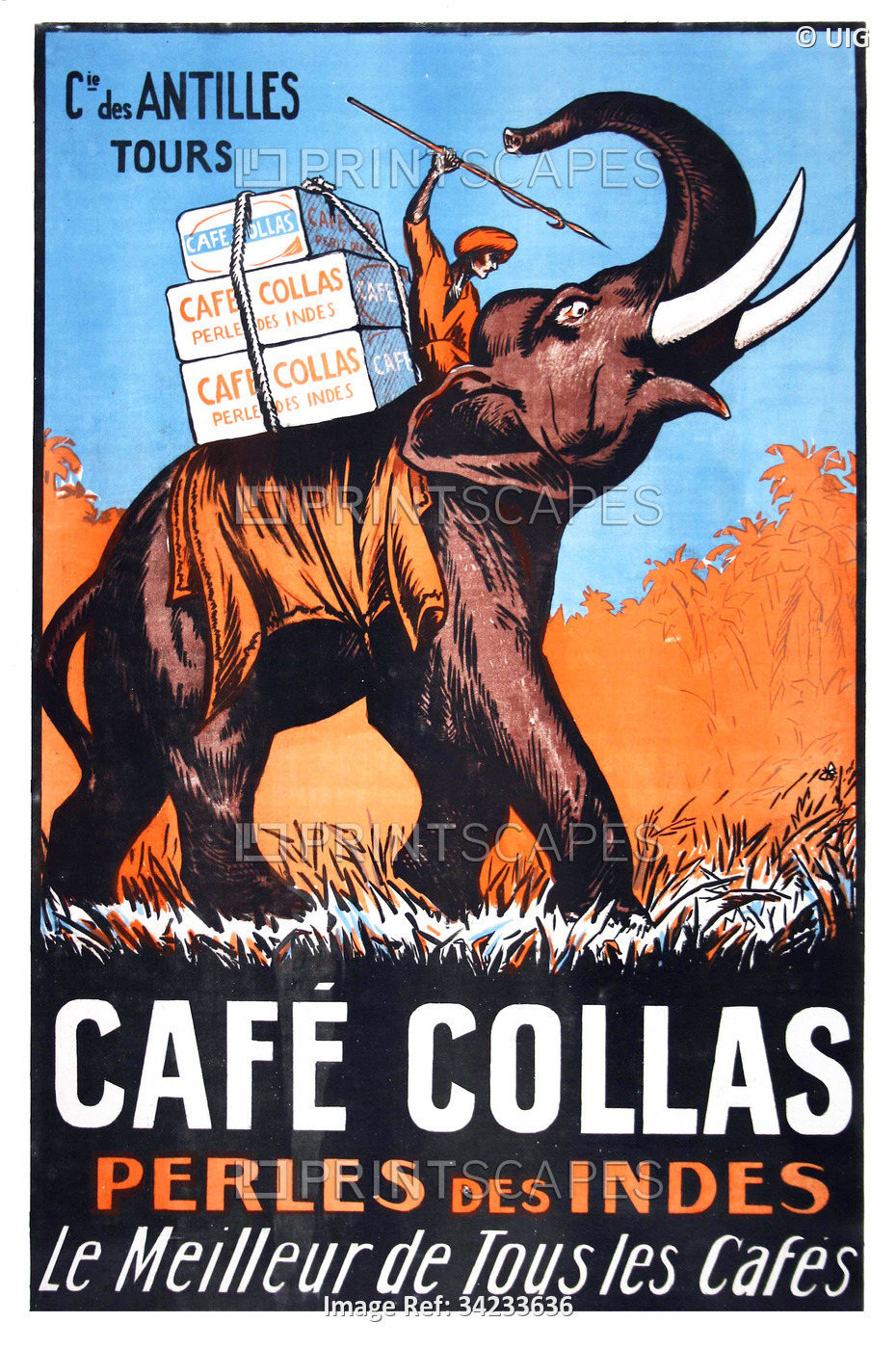 France: Poster advertisement for Cafe Collas (Collas Coffee), 'Pearls from the Indes, the Best of al