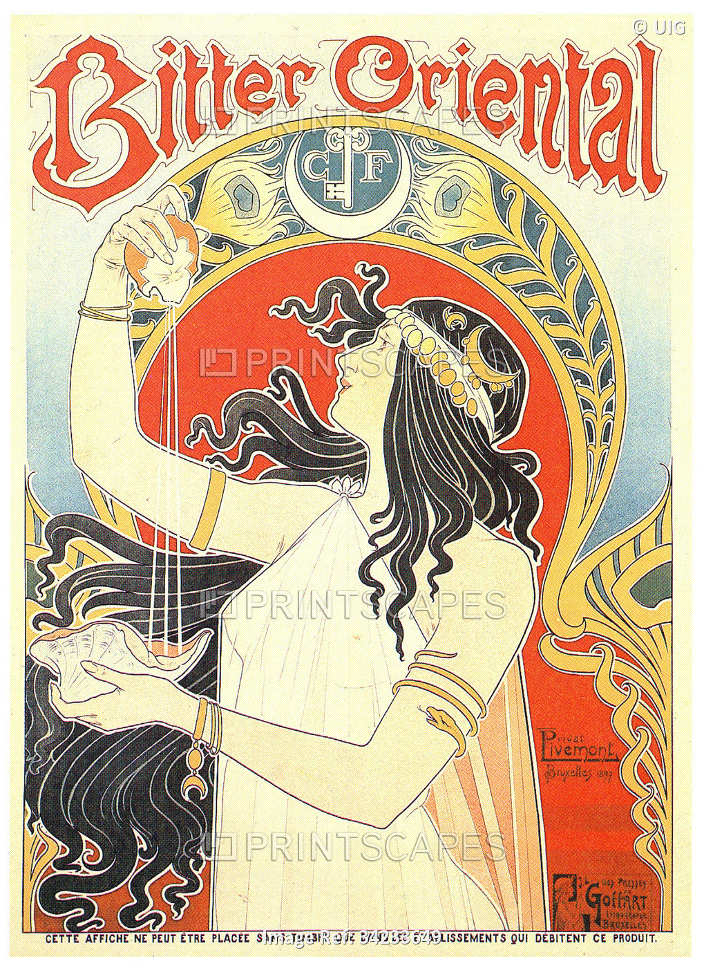 Belgium: 'Bitter Oriental' Art Nouveau advertising poster, Henri Privat-Livemont, 1897