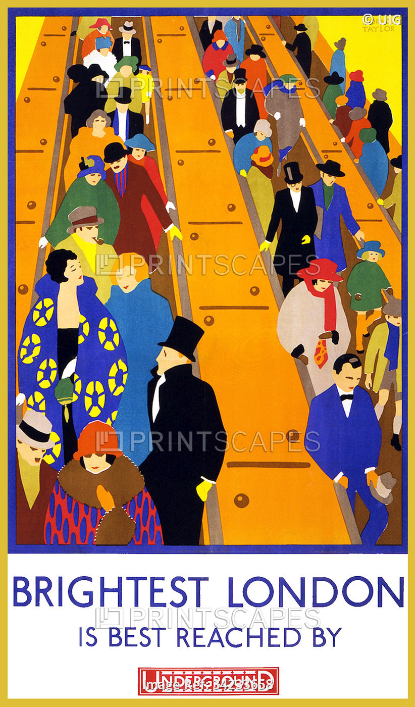 England / UK: 'Brightest London is Best Reached by Underground', by Horace Taylor (1881 - 1934), Und