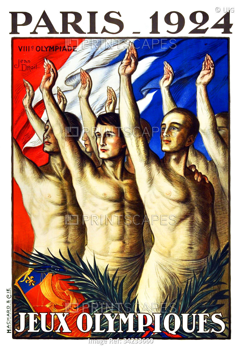 France: Poster advertising the Paris 1924 Olympic Games / Jeux Olympiques, Jean Droit (1884-1961), 1